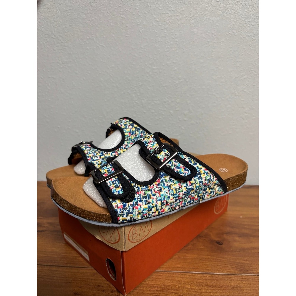 Bernie Mev Sunset Pixel Multi Woven Buckle Slide Sandals Womens 42 US 11